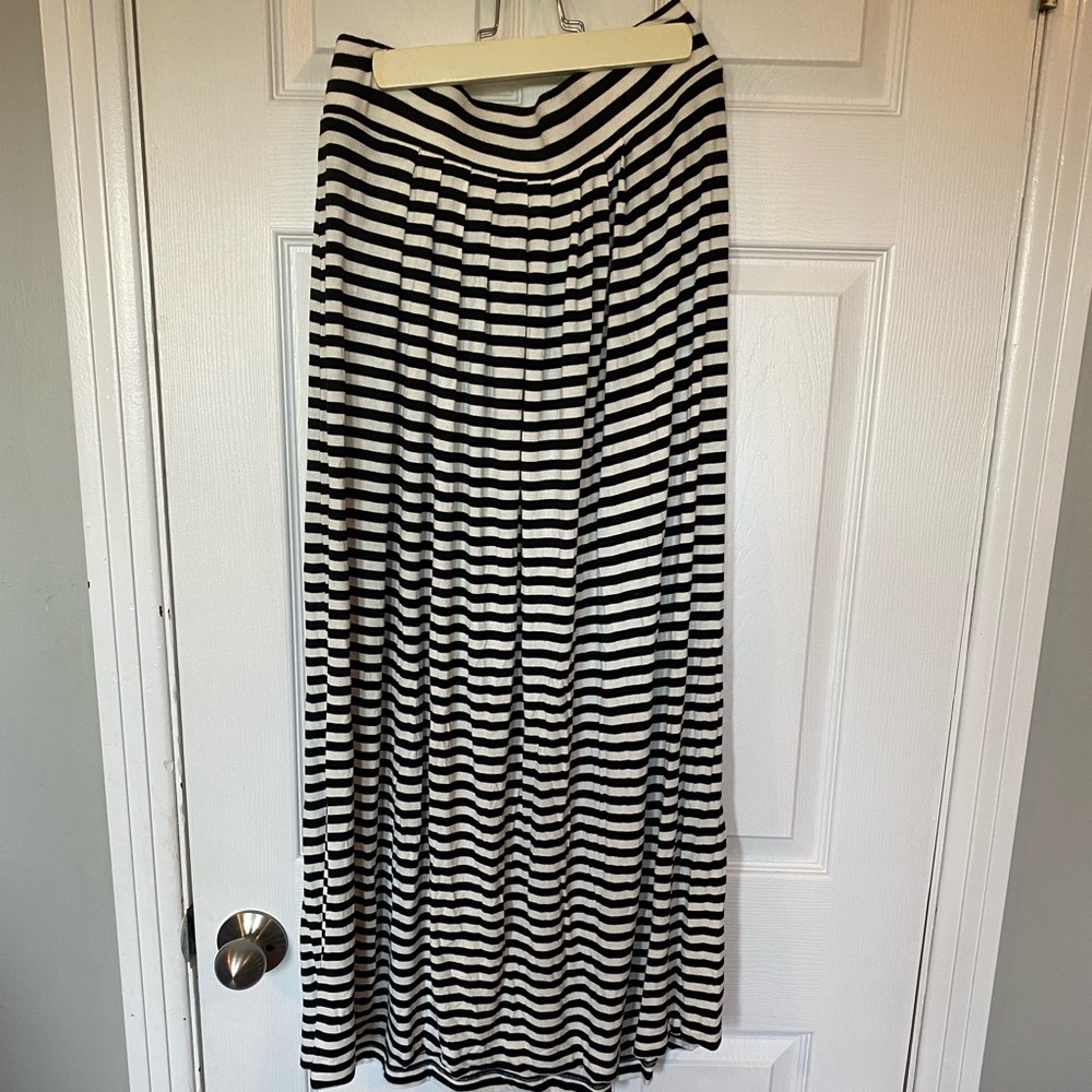 Calvin Klein Striped Maxi Dress Small Foldover Waist Stretch